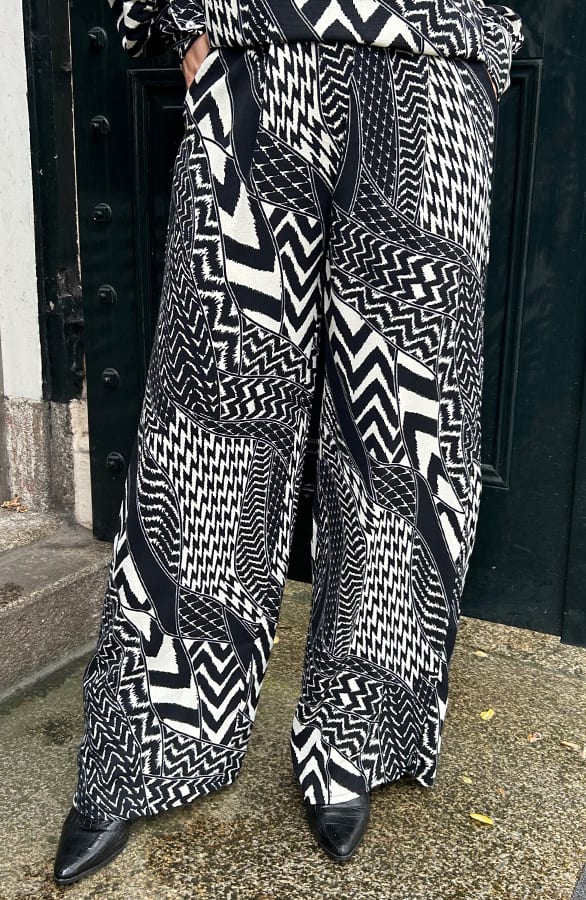 Pantalon Lilly Zwart Wit Print Tall – sale — foto 4