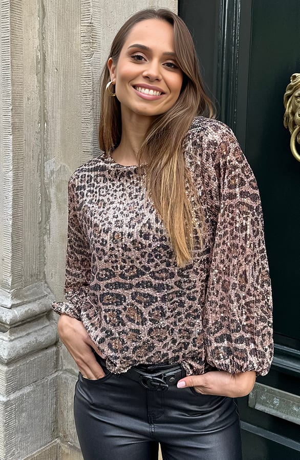 Pofmouwen Leopard Top Lola – shoparchief — foto 4
