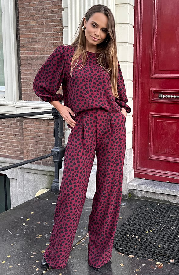 Puff Sleeve Top Lilly Cheetah Burgundy – shoparchief — foto 4