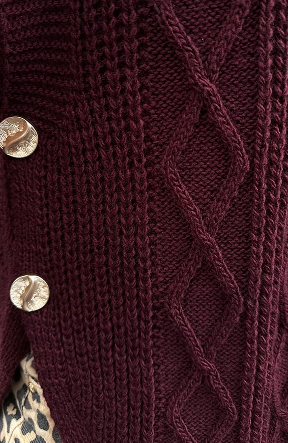 Pullover Met Kabelpatroon Mara Burgundy – shoparchief — foto 5