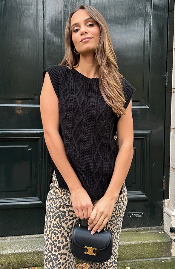 Pullover Met Kabelpatroon Mara Zwart – shoparchief — foto 8