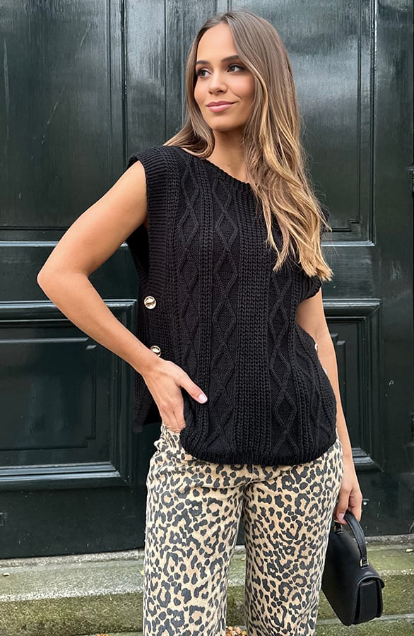 Pullover Met Kabelpatroon Mara Zwart – shoparchief — foto 9