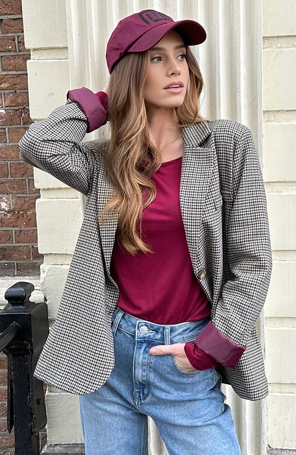 Geruite Blazer Jula Burgundy – shoparchief — foto 3
