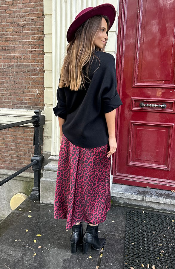 Satijnen Rok Alisa Leopard Burgundy – shoparchief — foto 8