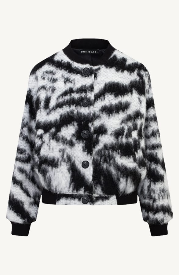 Soft Bomber Jacket Estelle Zwart Wit – shoparchief