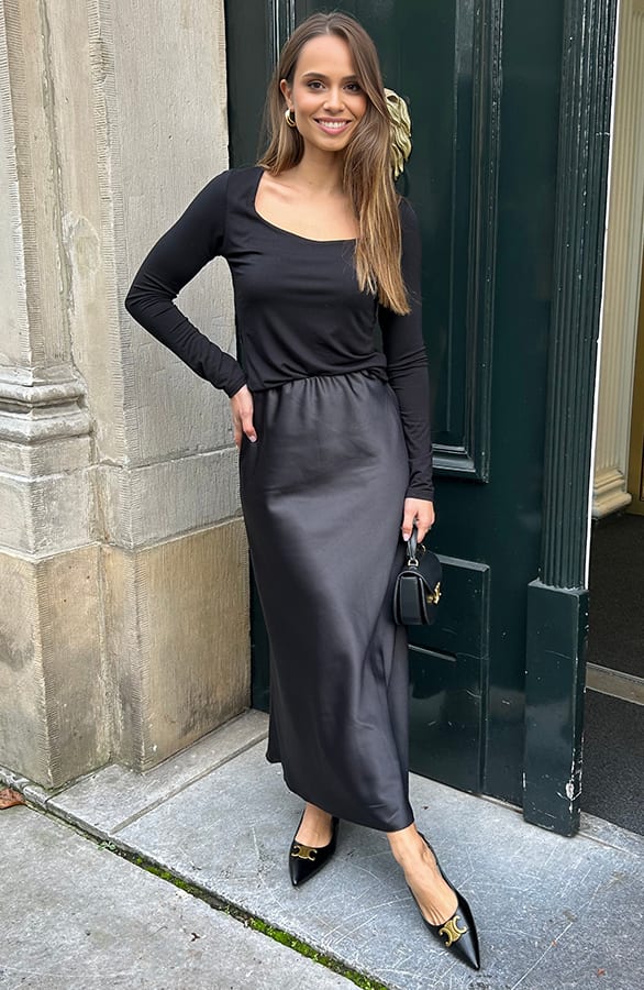 Square Neck Long Sleeve Top Yulia Zwart – shoparchief — foto 3
