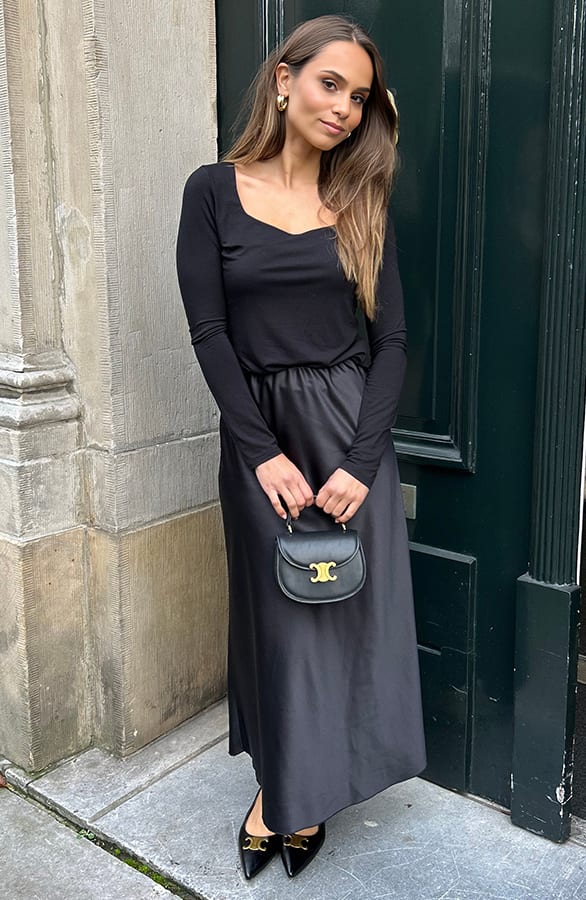 Square Neck Long Sleeve Top Yulia Zwart – shoparchief — foto 5
