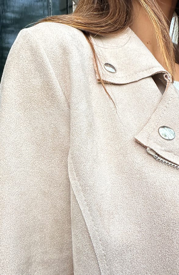 Suede Biker Jacket Melanie Beige – shoparchief — foto 8