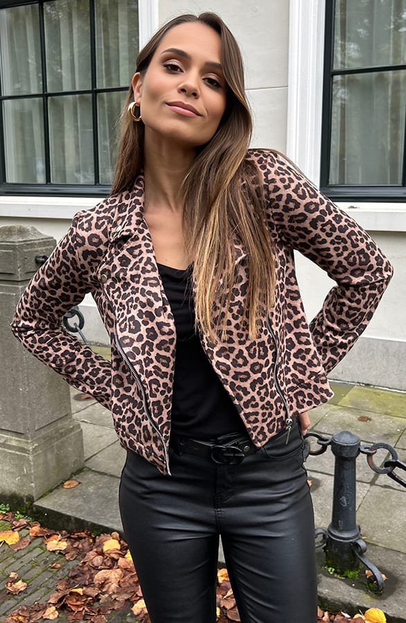 Suede Biker Jacket Melanie Leopard – shoparchief — foto 4