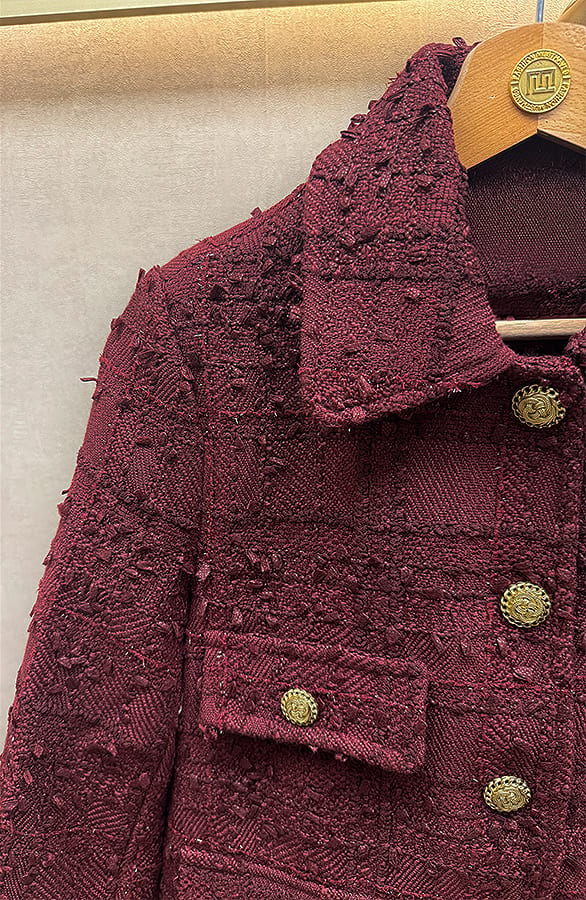 Tweed Coat Cassie Bordeaux – shoparchief — foto 2