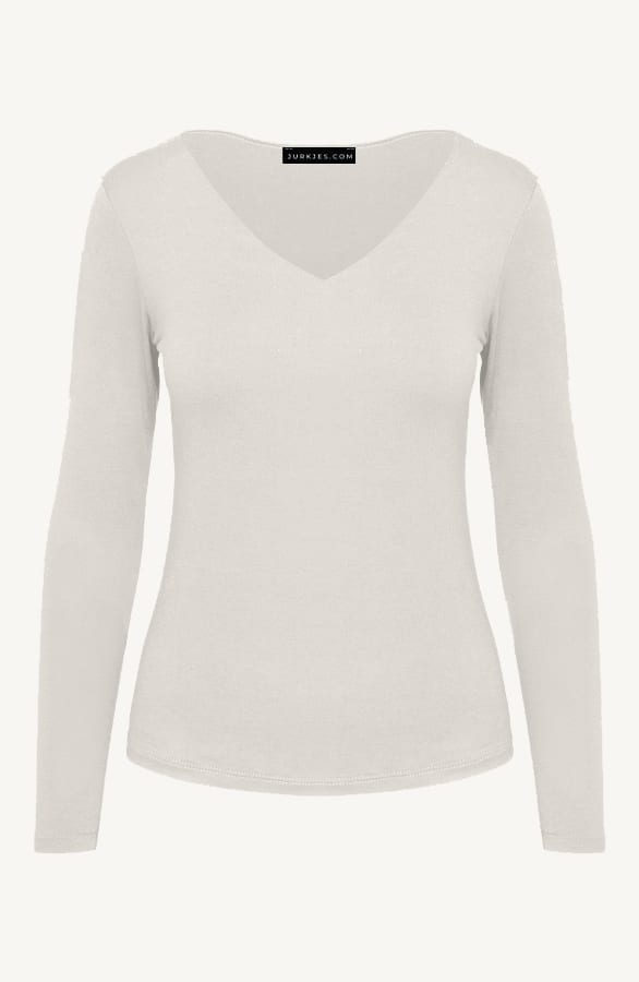 V-neck Long Sleeve Top Yulia Beige – shoparchief