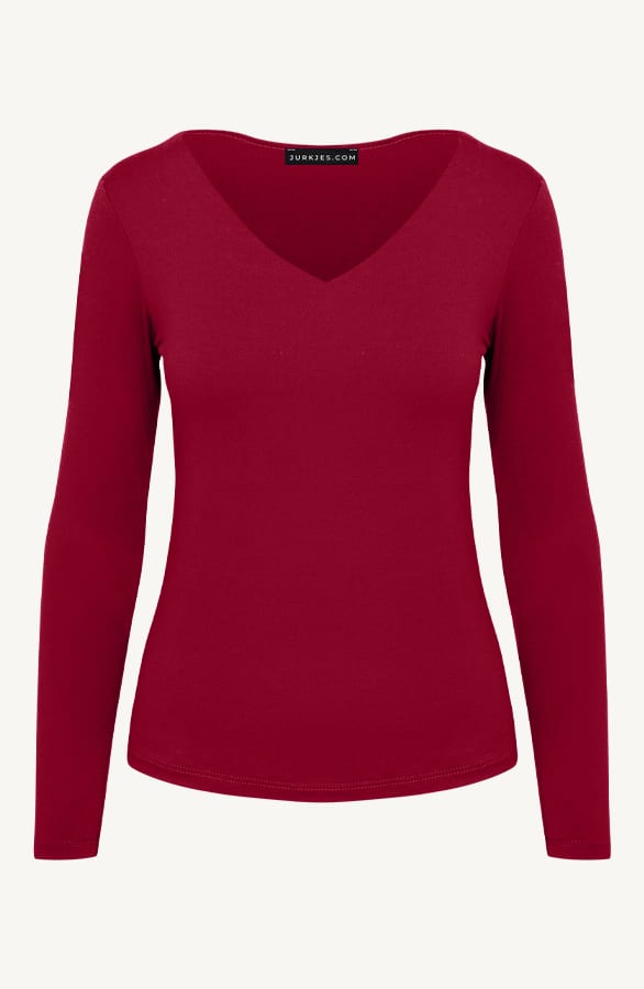 V-neck Long Sleeve Top Yulia Burgundy – shoparchief