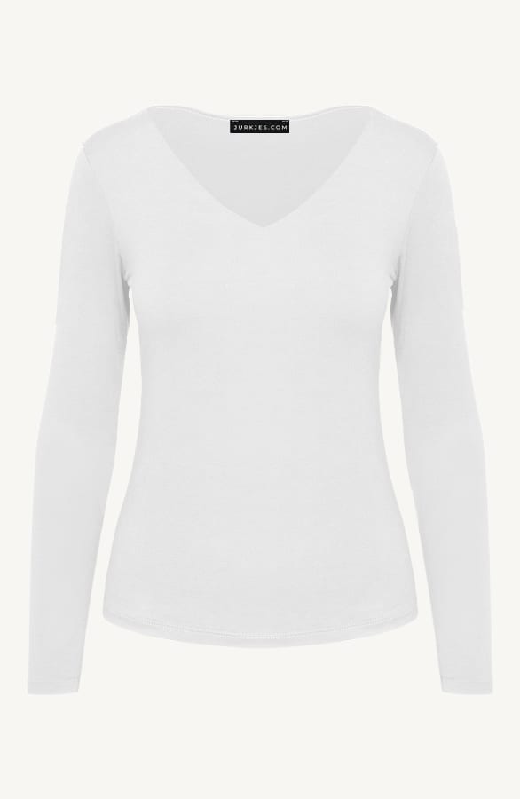 V-neck Long Sleeve Top Yulia Ecru – shoparchief