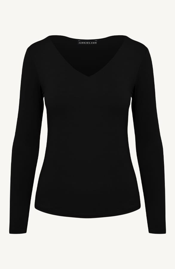 V-neck Long Sleeve Top Yulia Zwart – shoparchief