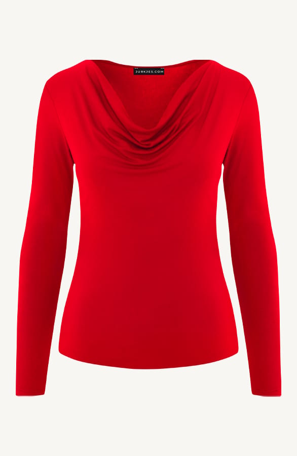 Waterval Top Long Sleeve Yulia Rood – shirts & tops