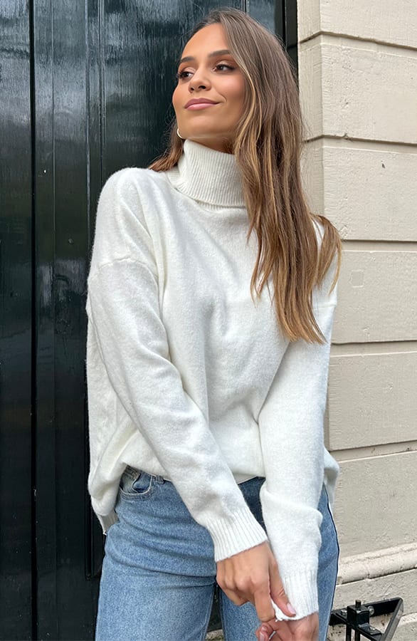 Zachte Oversized Coltrui Met Split Chanty Off White – shoparchief — foto 6