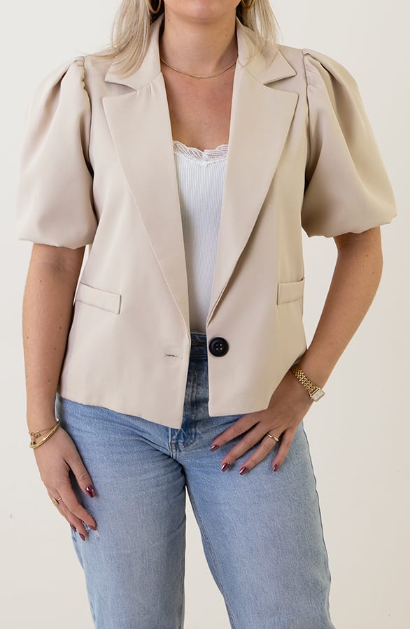 Blazer Korte Mouw Hayley Beige – shoparchief