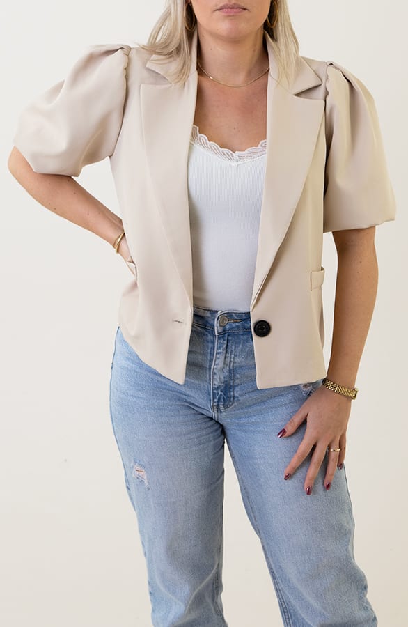 Blazer Korte Mouw Hayley Beige – shoparchief — foto 6