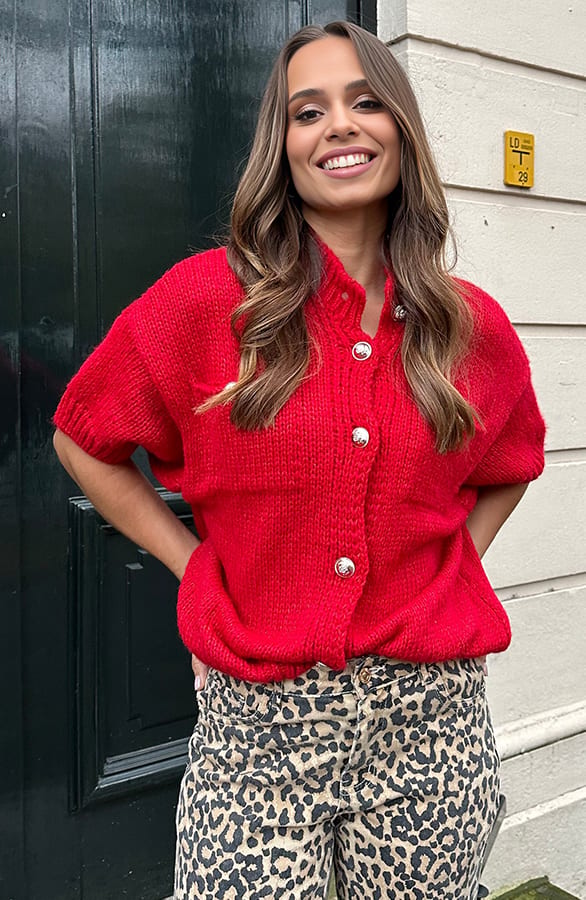 Knopen Cardigan Deau Rood – shoparchief — foto 3