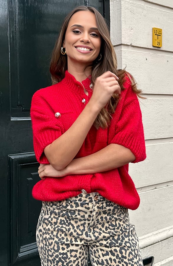 Knopen Cardigan Deau Rood – shoparchief — foto 2