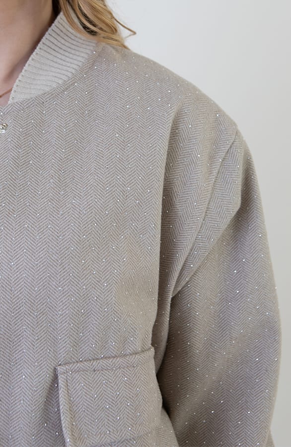 Bomberjacket Danita Strass Beige – shoparchief — foto 6