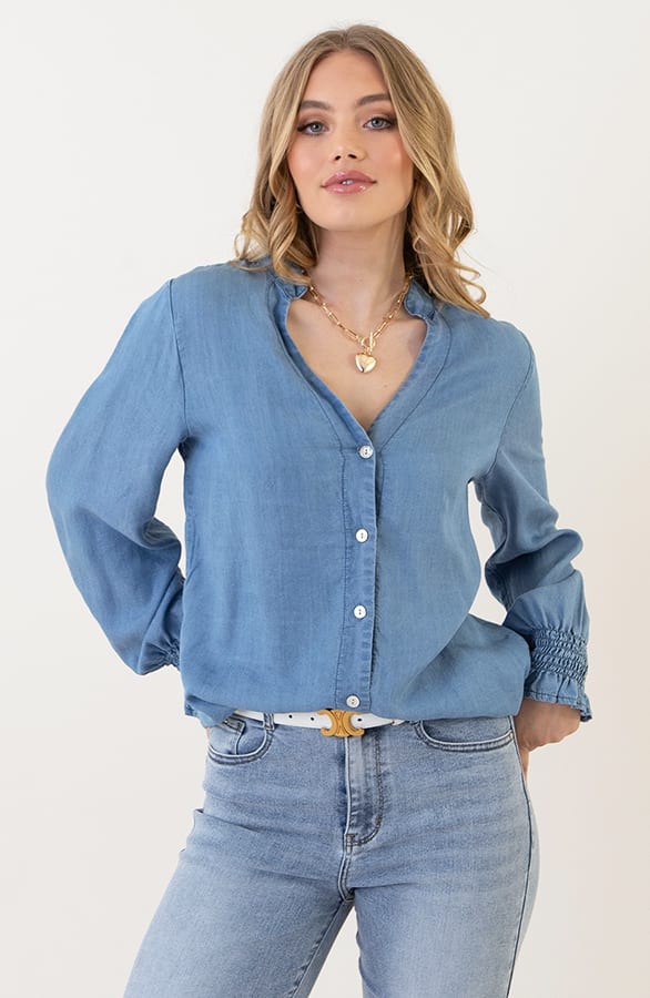 Blouse met Pofmouwen Mylena Light Denim – kleding — foto 11