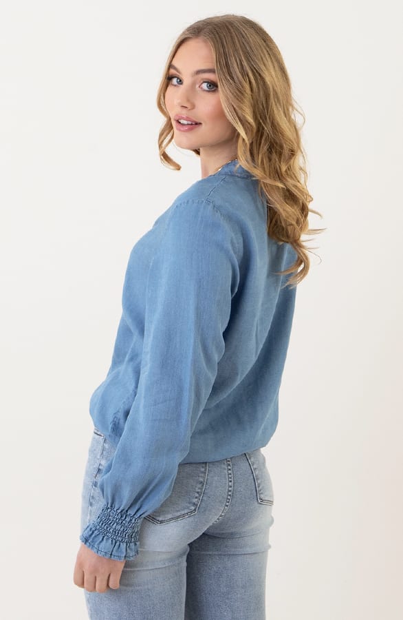 Blouse met Pofmouwen Mylena Light Denim – kleding — foto 10