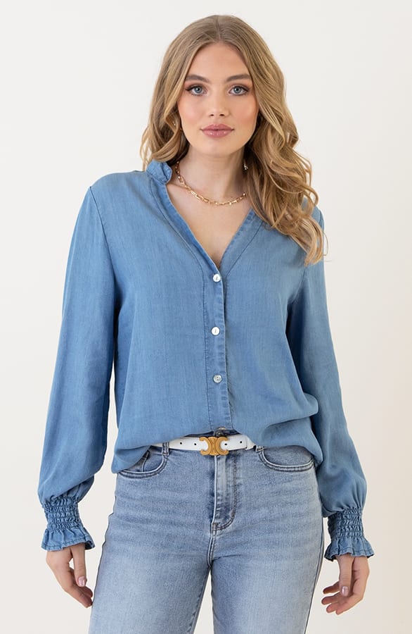 Blouse met Pofmouwen Mylena Light Denim – kleding — foto 9