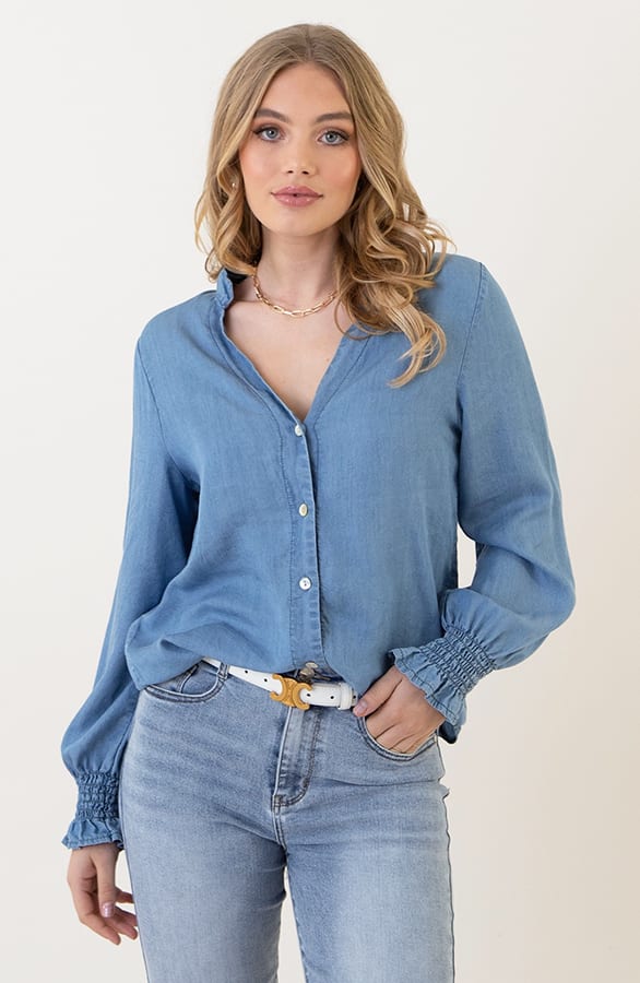 Blouse met Pofmouwen Mylena Light Denim – kleding — foto 13