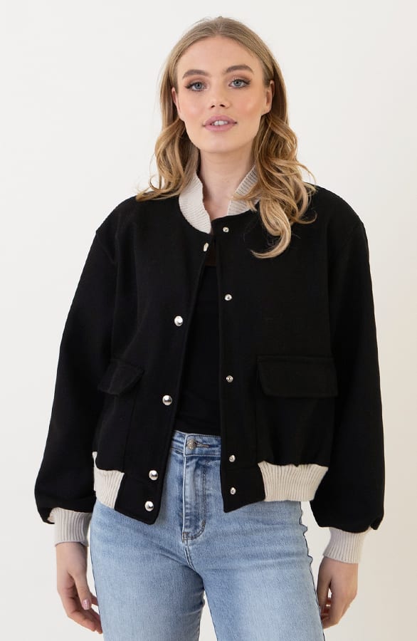 Bomberjacket Danita Zwart Beige – shoparchief