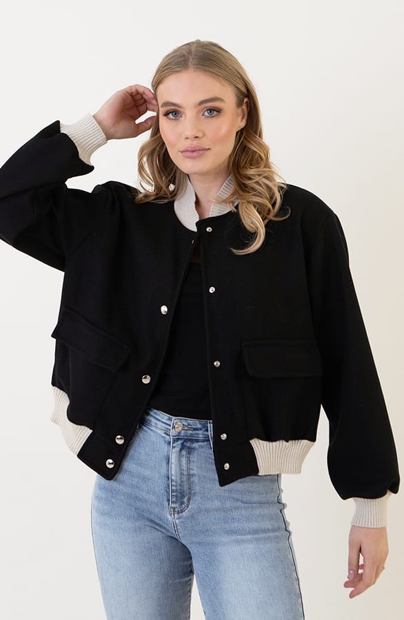 Bomberjacket Danita Zwart Beige – shoparchief — foto 5
