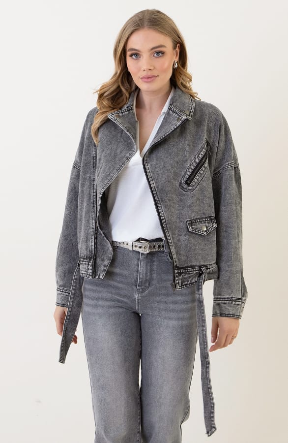 Denim Jacket Met Strap Pleun Grijs – shoparchief