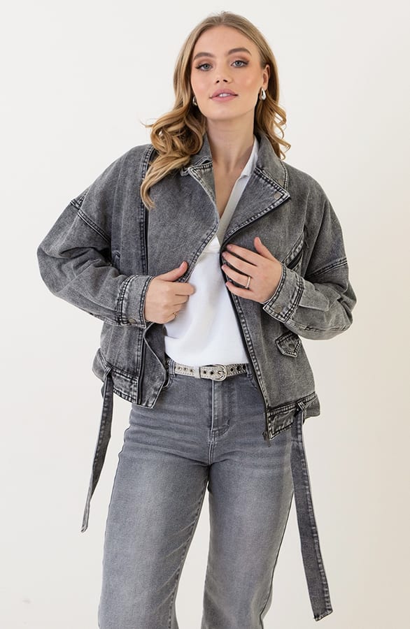 Denim Jacket Met Strap Pleun Grijs – shoparchief — foto 3