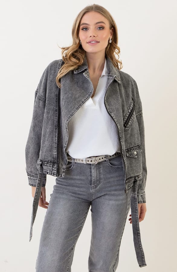 Denim Jacket Met Strap Pleun Grijs – shoparchief — foto 4