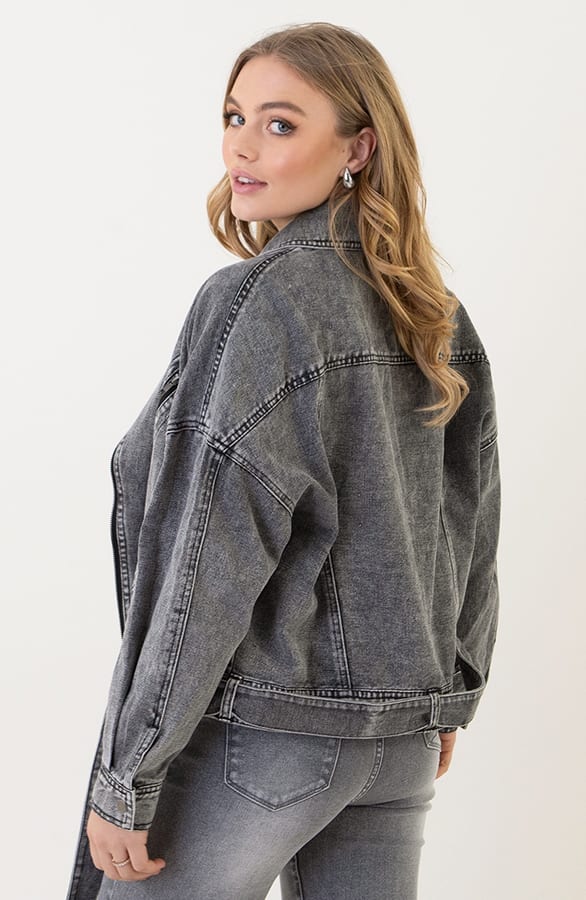 Denim Jacket Met Strap Pleun Grijs – shoparchief — foto 2