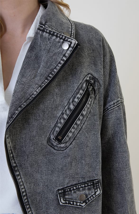 Denim Jacket Met Strap Pleun Grijs – shoparchief — foto 5