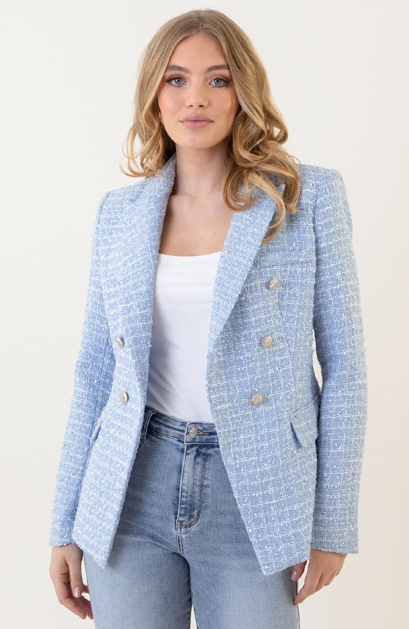 Elegant Boucle Blazer Taylor Light Blue – blazers — foto 9