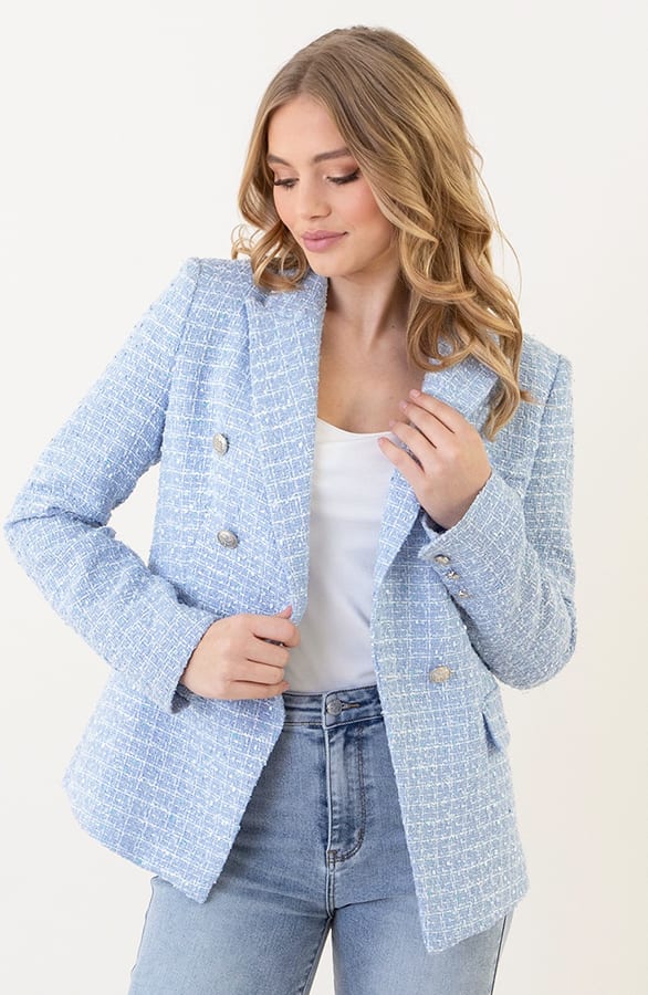 Elegant Boucle Blazer Taylor Light Blue – blazers — foto 8