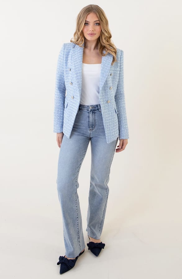 Elegant Boucle Blazer Taylor Light Blue – blazers — foto 11