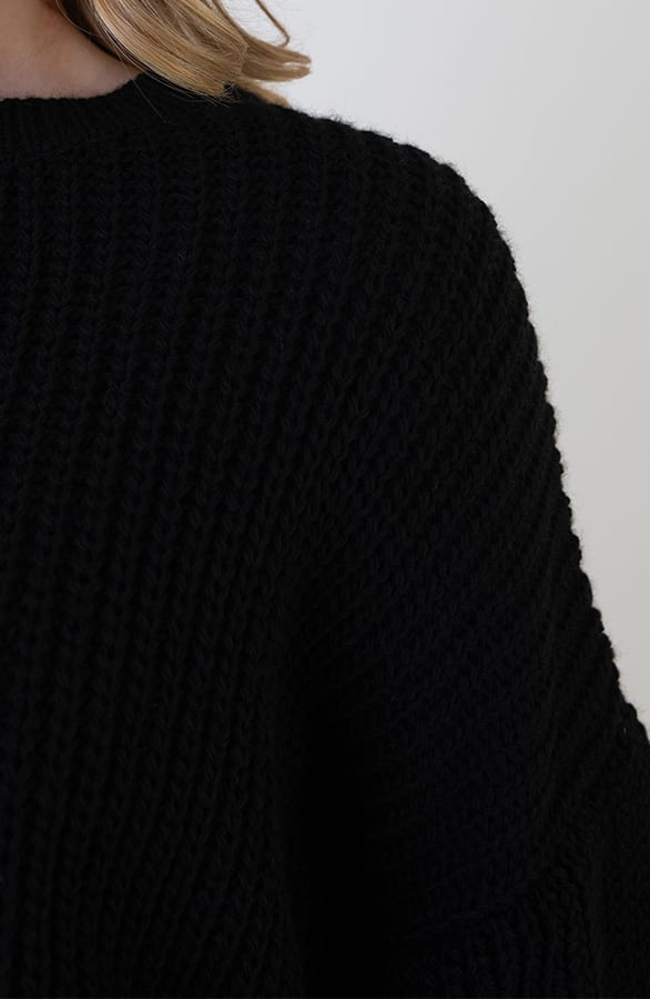 Gehaakte Pofmouwen Trui Emilia Black – shoparchief — foto 5