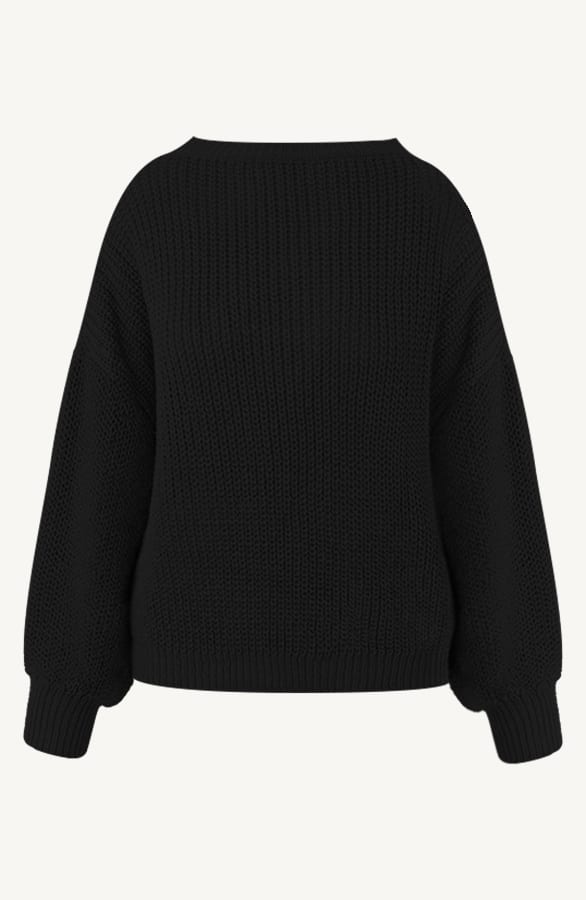 Gehaakte Pofmouwen Trui Emilia Black β shoparchief