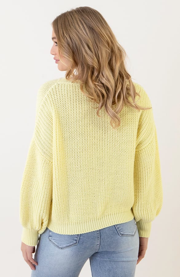 Gehaakte Pofmouwen Trui Emilia Butter Yellow – shoparchief — foto 3