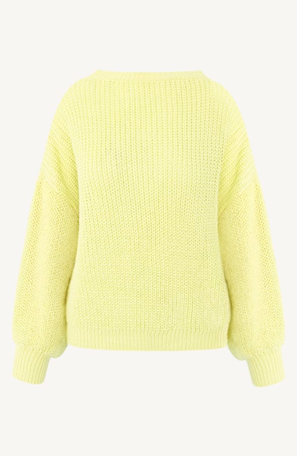 Gehaakte Pofmouwen Trui Emilia Butter Yellow – shoparchief