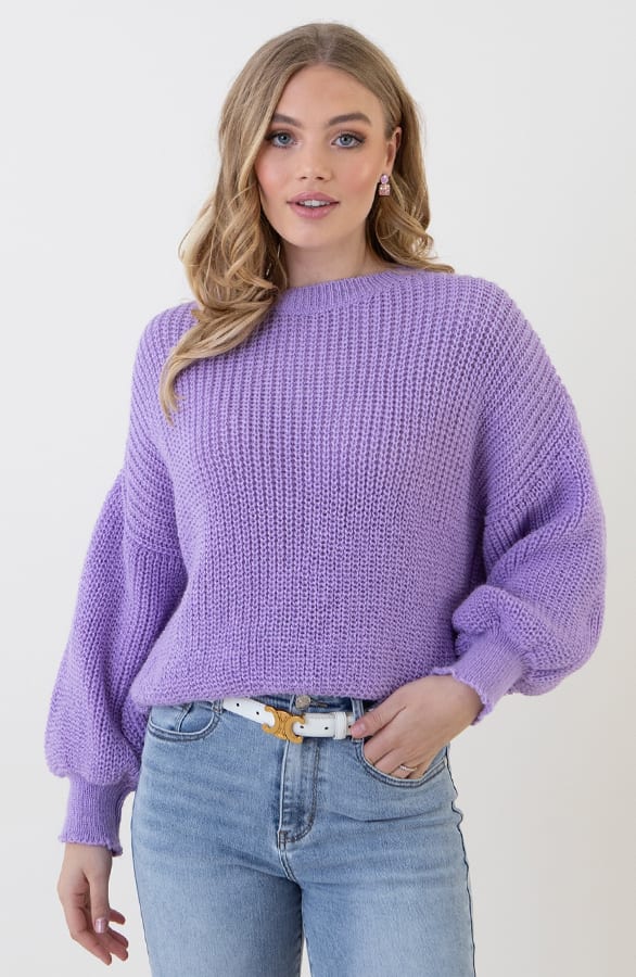 Gehaakte Pofmouwen Trui Emilia Lila – shoparchief — foto 10