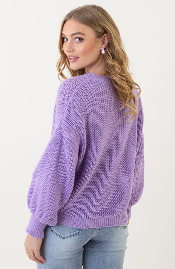 Gehaakte Pofmouwen Trui Emilia Lila – shoparchief — foto 9