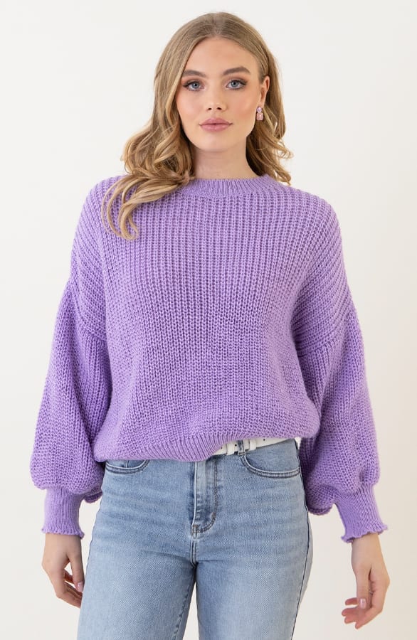 Gehaakte Pofmouwen Trui Emilia Lila – shoparchief — foto 11