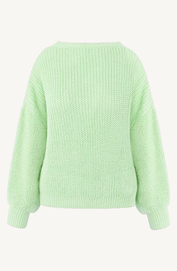 Gehaakte Pofmouwen Trui Emilia Mint – shoparchief