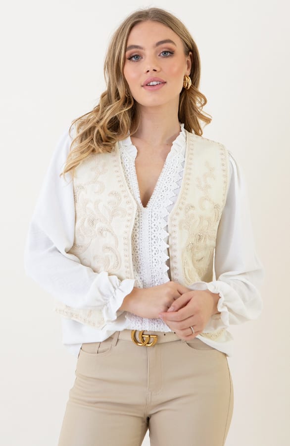 Gilet Met Beads Reeva Ecru – shoparchief
