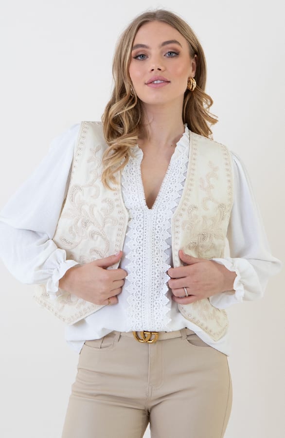 Gilet Met Beads Reeva Ecru – shoparchief — foto 2