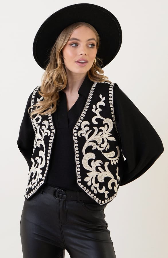 Gilet Met Beads Reeva Zwart – gilets — foto 3